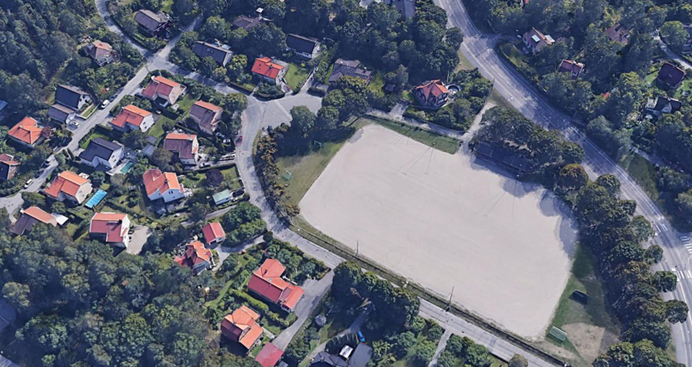 Flygfoto av Solhems Bollplan